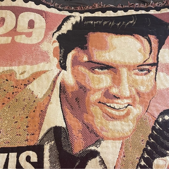 Collectible Blowing Rock Crafts “Elvis” Postage Stamp Design Throw 47”x 54”. - Picture 2 of 3